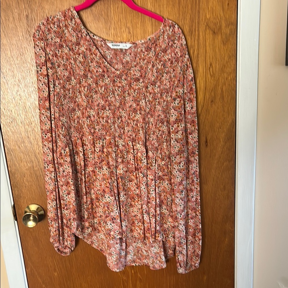 Sonoma Pink Long Sleeve Pleated Blouse